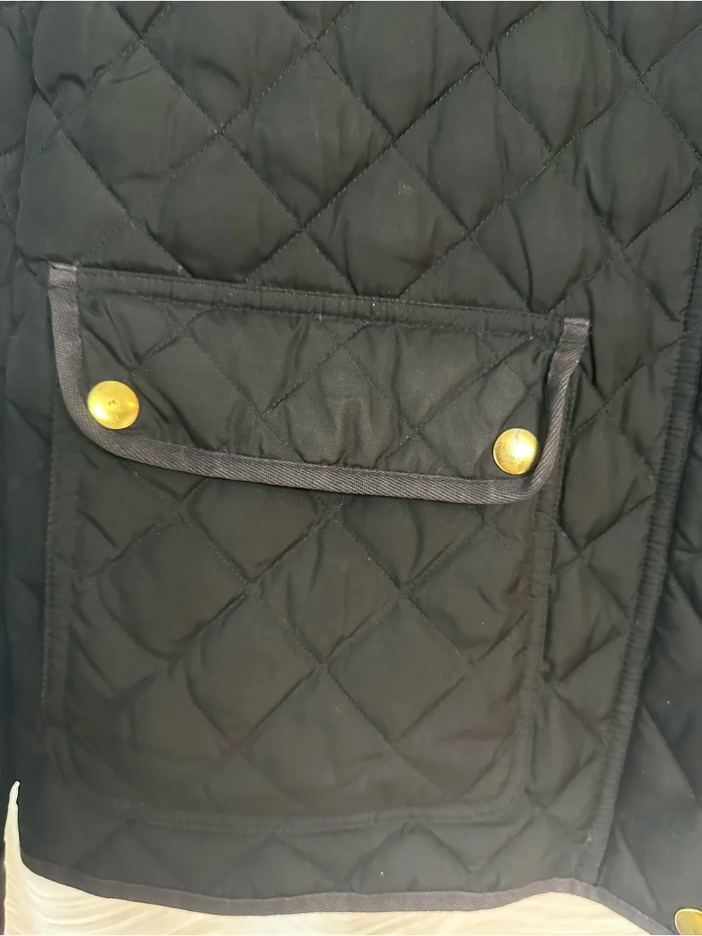 J. Crew Black Quilted Lightweight Jacket with Snap Pockets